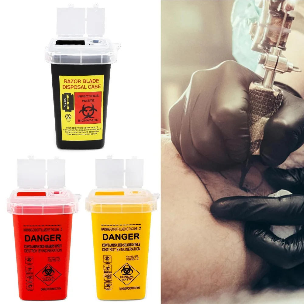 Boîte à déchets en plastique 1L, conteneur de fournitures médicales jetables pour Microblading, pointes d'aiguilles tranchantes, accessoires pour sourcils