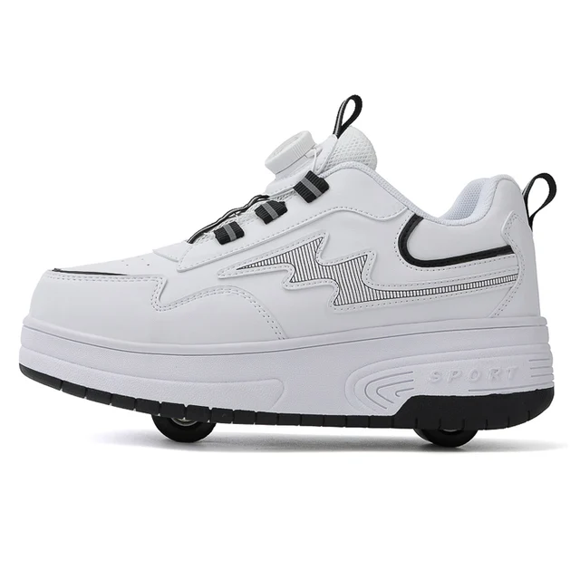 Patins à roulettes amovibles à deux roues pour enfants, baskets en cuir PU, bottes épaisses antidérapantes, chaussures à semelles épaisses pour filles et garçons – Image 6