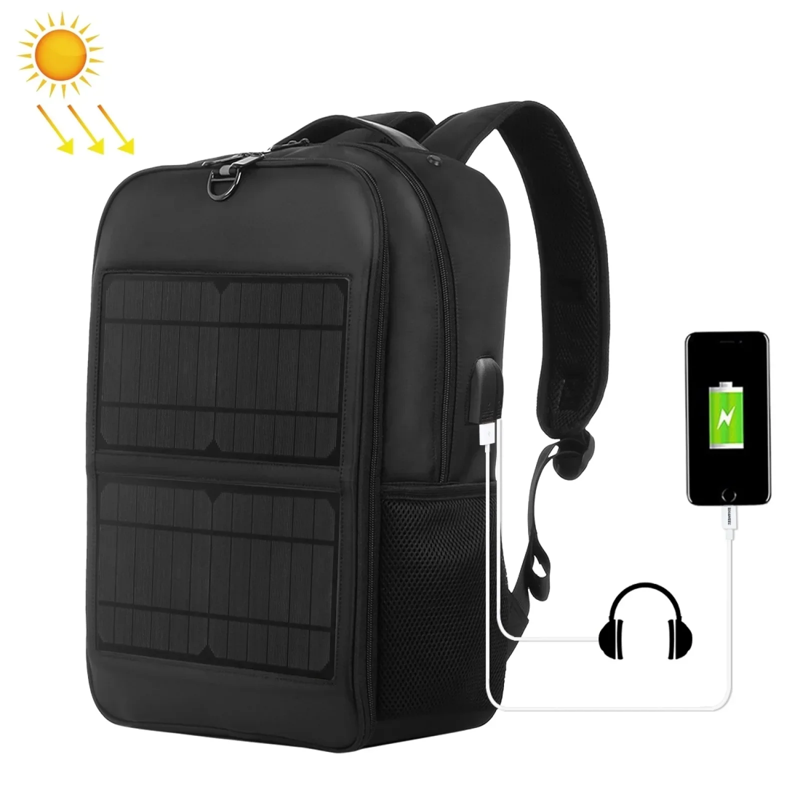 Sac à dos solaire étanche pour homme, sac pour ordinateur portable, grande capacité, 12 W, panneau 20W, port de charge USB externe, 62, nouveau