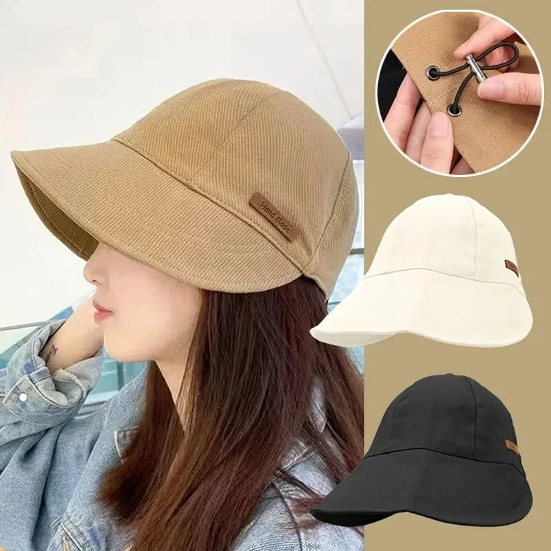 Chapeau de soleil pliable pour femmes, chapeau de pêcheur de plage en plein air d'été, casquette de Protection UV, casquette seau réglable en coton à large bord