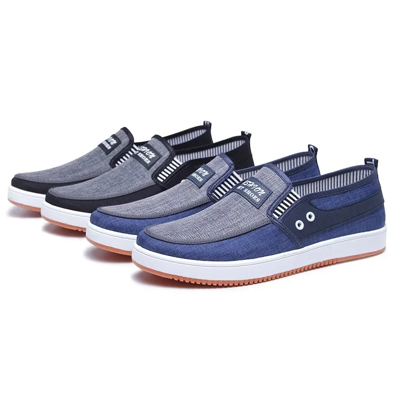 Chaussures basses en toile pour hommes, chaussures en tissu à une pédale, semelle en tendon de boeuf, chaussures décontractées pour papa