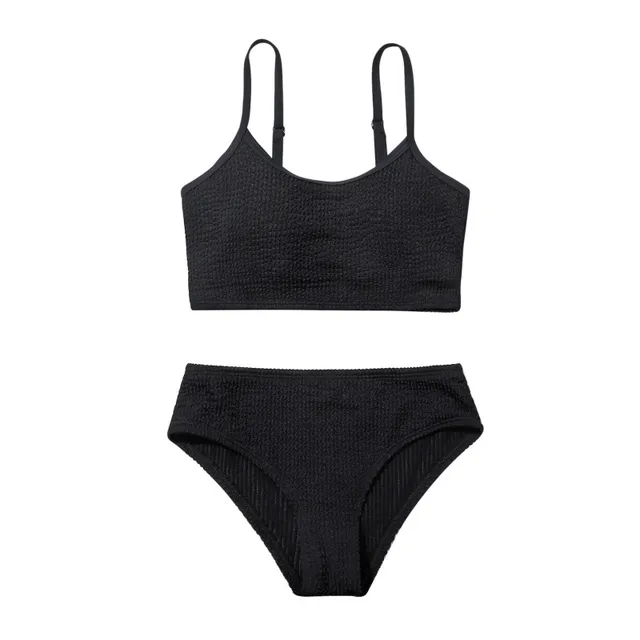 Maillot de bain d'été solide pour bébé fille, sans coussretours de poitrine, ensemble bikini en coton pour enfants, apprendre à nager, vêtements pour bébé de 1 à 6 ans – Image 3