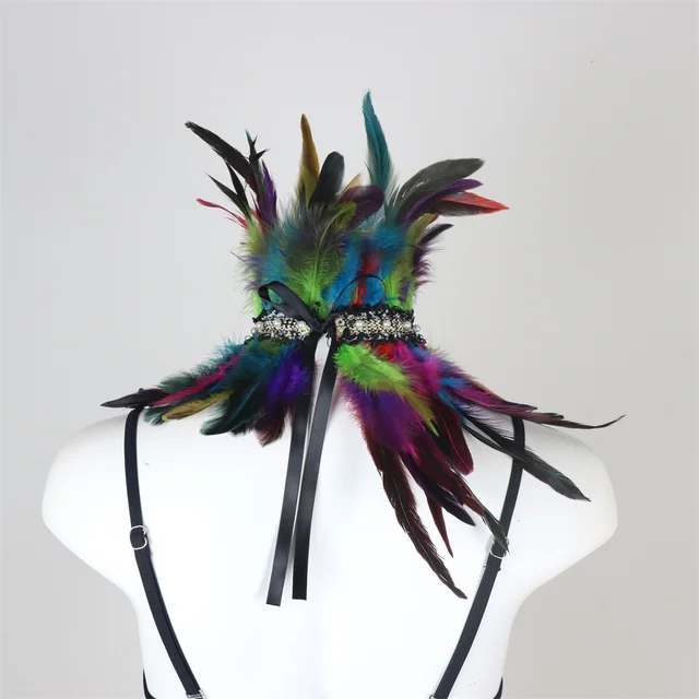 Feather Fake Collar Punk Gothic Necklace Party Costume Accessory Fashion Feather Cuffs For Women Props Stage Performance – Image 6