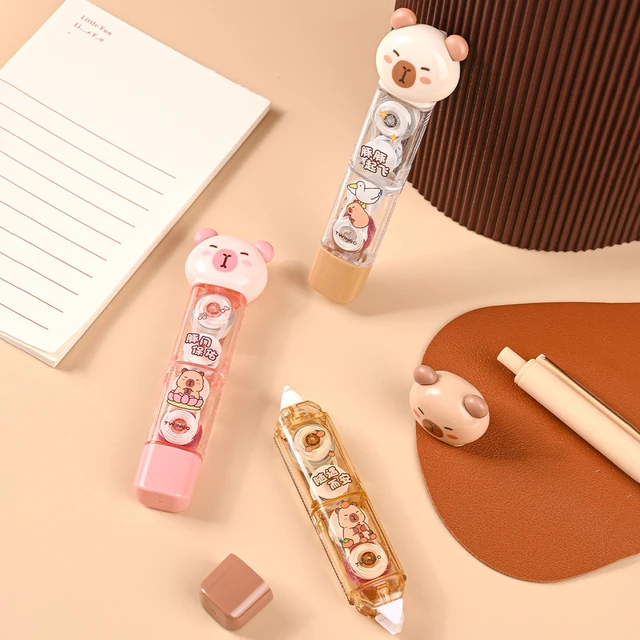 Joli ruban correcteur capybara, style créatif de maintien des mains, masquage, ruban correcteur anti-poussière, fournitures scolaires portables, 1 pièce – Image 6