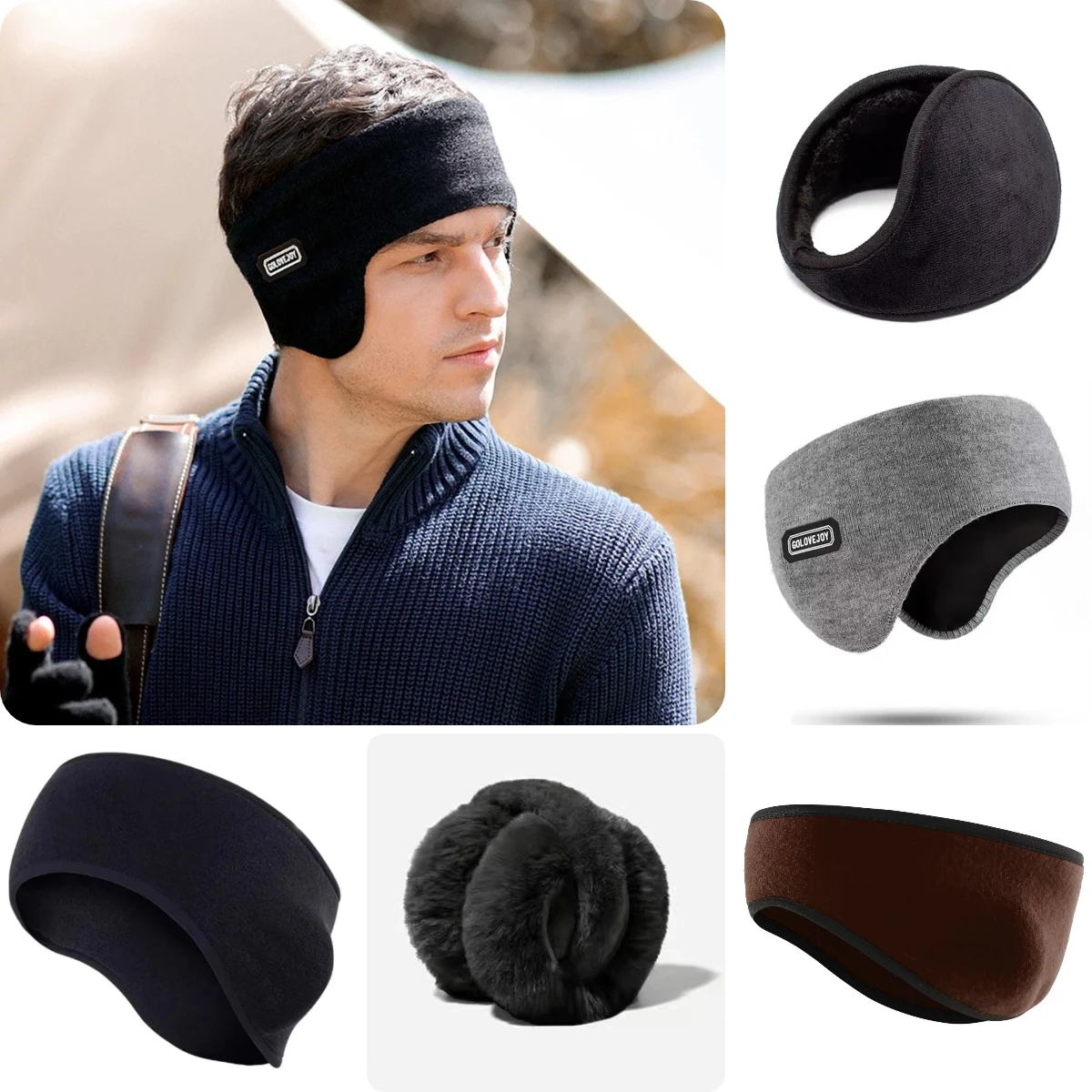 Cache-oreilles chauds bandeau d'hiver cache-oreilles hommes épaissi chaleur course ski sports de plein air bandeau front cyclisme résistant au froid