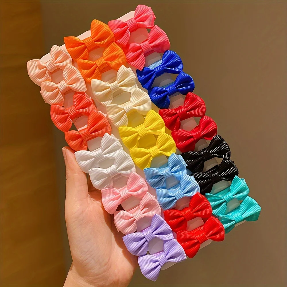 Épingles à cheveux en tissu couleur Dopamine, 30 pièces, accessoires pour cheveux avec nœud mignon pour petites filles