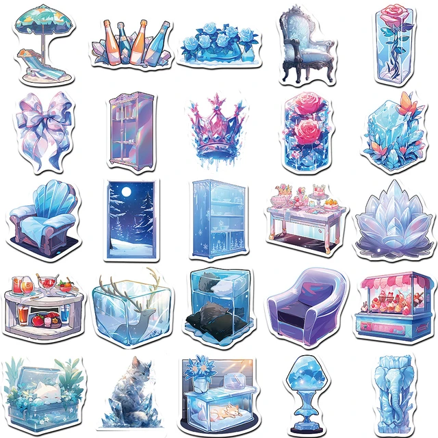 Autocollants mignons du monde de la glace pour enfants, décalcomanies de style INS de dessin animé, autocollant graffiti, décoration pour ordinateur portable et téléphone, jouet esthétique, 10 pièces, 30 pièces, 50 pièces – Image 5