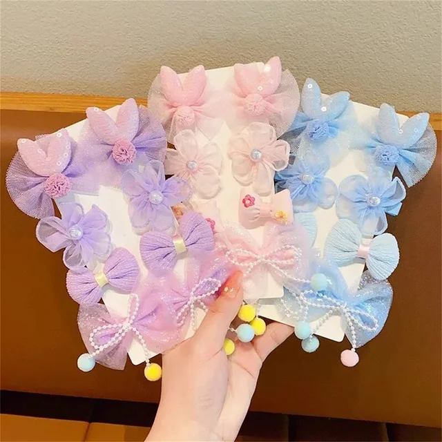Pinces à cheveux en dentelle avec nœud floral pour filles, épingles à cheveux pour enfants, barrettes de princesse mignonnes, accessoires pour cheveux de bébé, 8 pièces par ensemble – Image 4