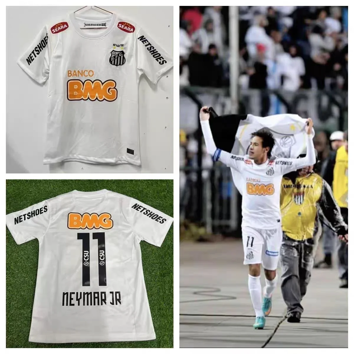Classique Vintage 11-12 Santossi famille coton maillots de Football Vintage petit Neymar Football adultes enfants portent des chemises unisexe