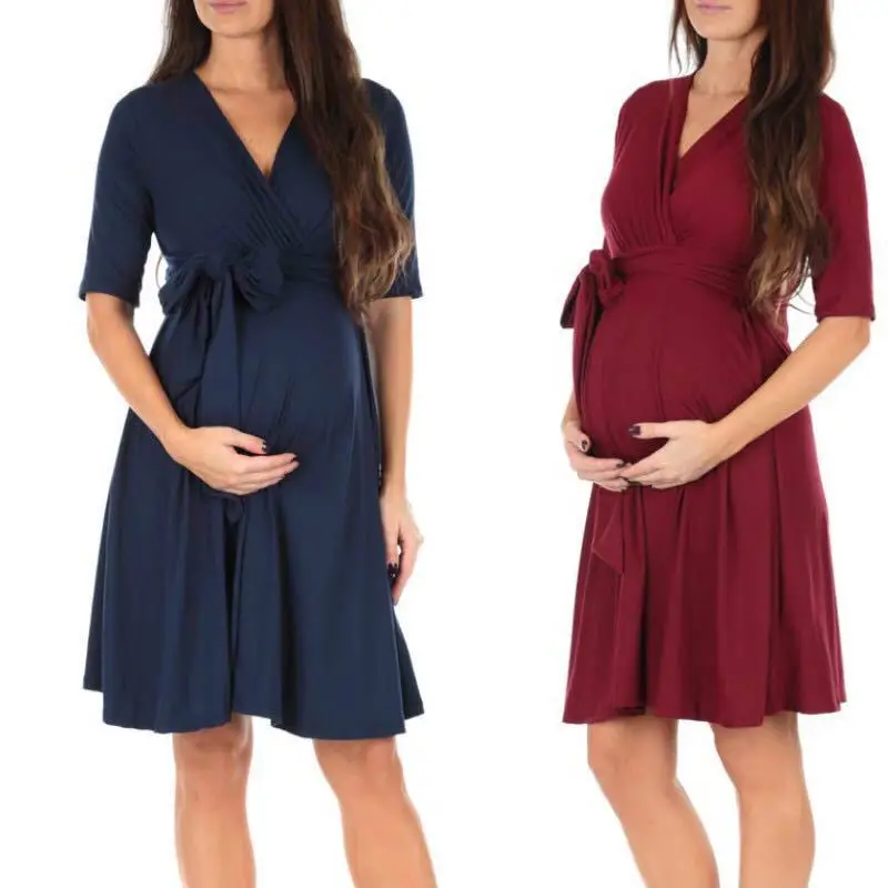 Robe d'Allaitement de Couleur Unie pour Femme, Tenue d'Été, Nouvelle Collection