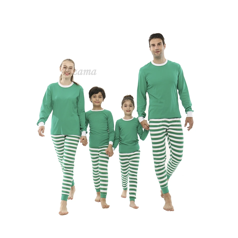 Ensemble de pyjamas de Noël assortis pour la famille, vêtements de nuit en coton rayé, mère, fille, père, fils