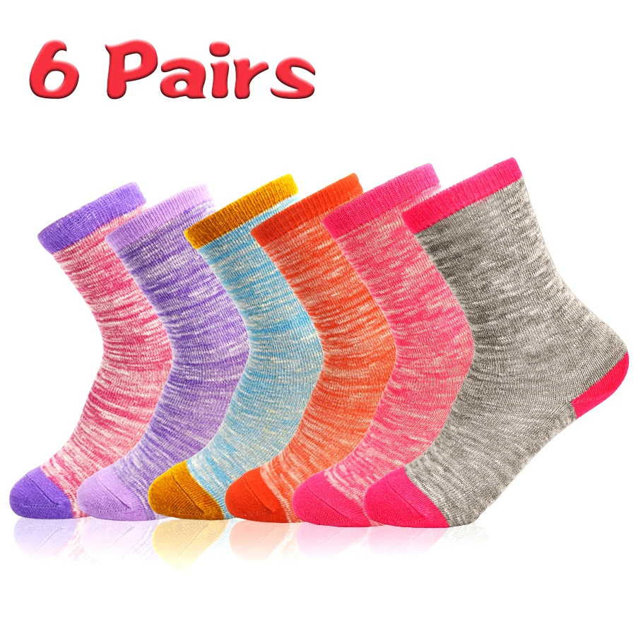 Chaussettes rayées en coton pour enfant, lot de 6 paires, respirantes, pour fille de 1 à 14 ans