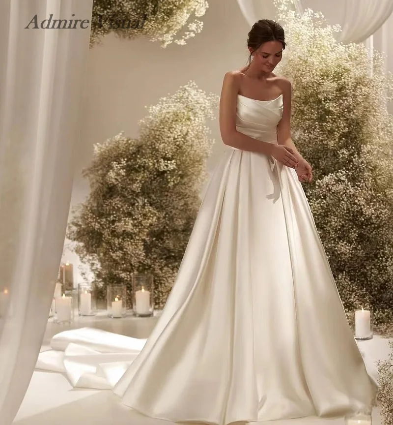 Nouvelle robe De mariée trapèze élégante en Satin drapé avec manches détachables robe De mariée personnalisée robes De Novias 2025