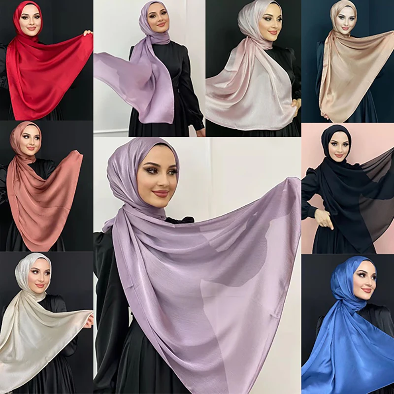 Hijab femme musulman ramadan abaya femme islam foulard musulmane pour femme bonnet soie de medin Abaya – foulard musulman pour femmes, châle, hijab de ramadan en satin de soie, robe turban, sous-casquette instantanée