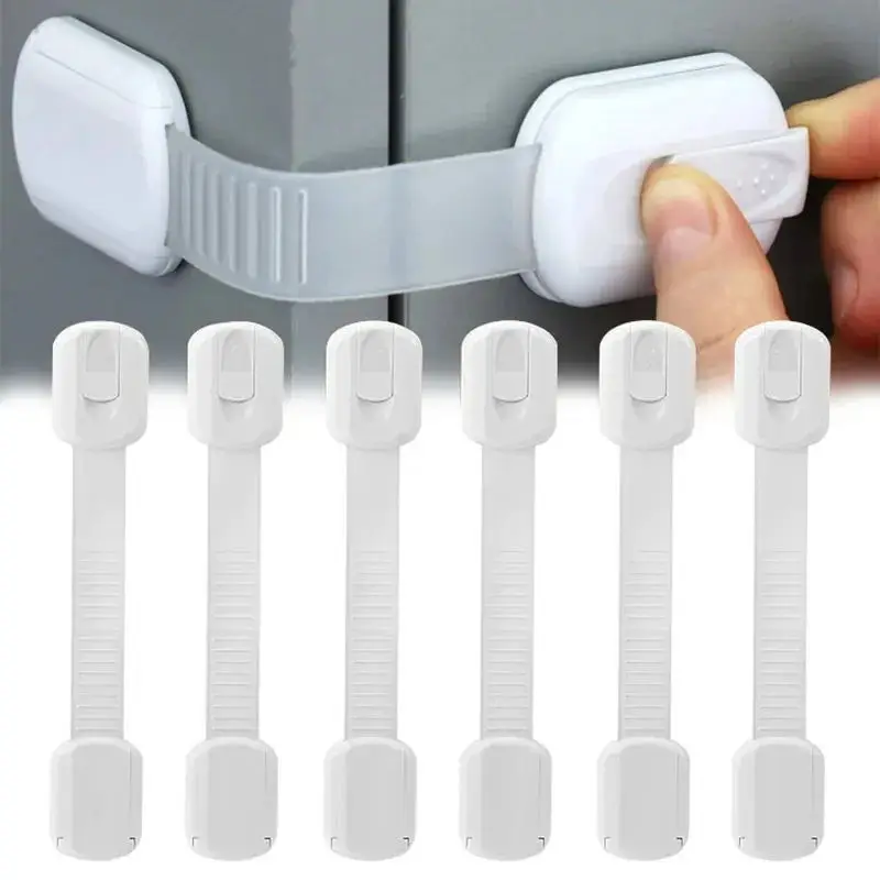 10 serrures à sangle de sécurité pour enfants, serrures pour bébés pour armoires et tiroirs, toilettes, réfrigérateur et plus encore. Tampons adhésifs. Aucune installation requise