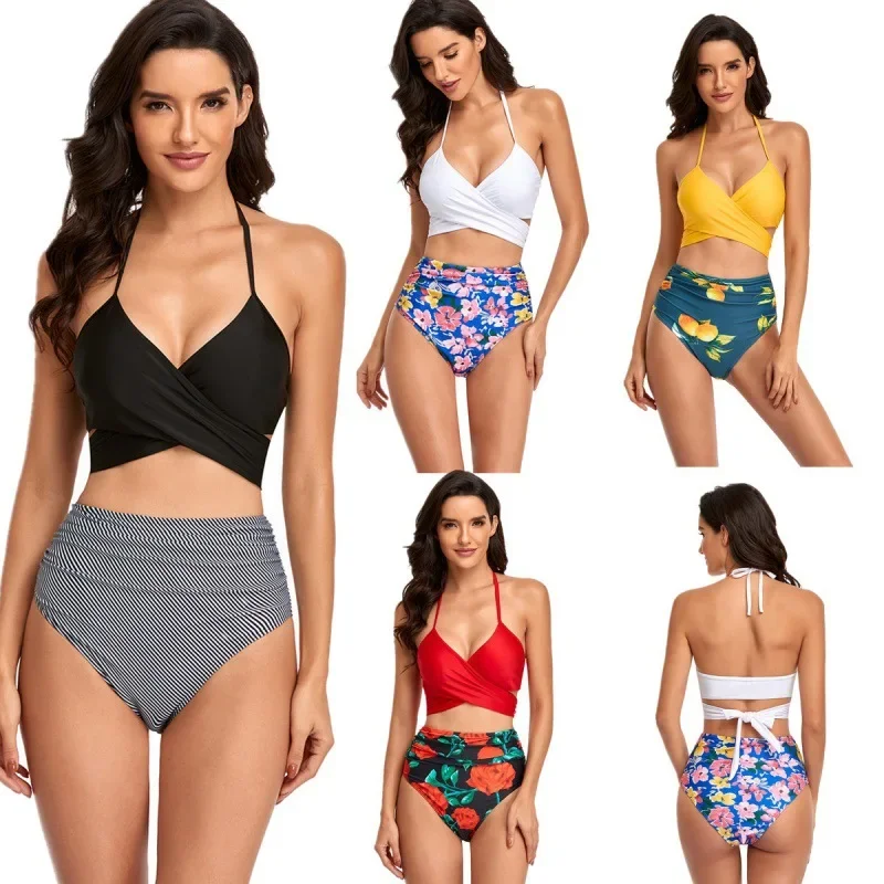 Bikini 2025 Sexy maillots de bain maillot de bain femmes Push Up fleur imprimé taille haute Bikinis ensemble maillot de bain plage Bikini