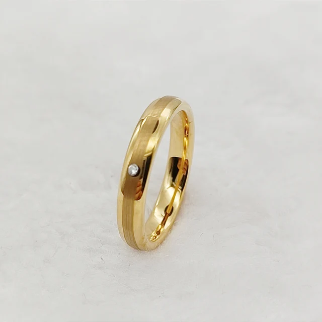 Bague bombée en tungstène pour femme, coupe confortable pour femme, haute qualité, bijoux fantaisie, pierre Cz, couples, alliances pour filles, 4mm – Image 4