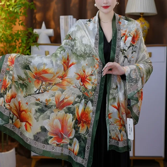 Écharpe de marque de luxe pour femmes, châle de fête, écharpes imprimées populaires, hijab de qualité, crème solaire de plage, printemps et été – Image 5