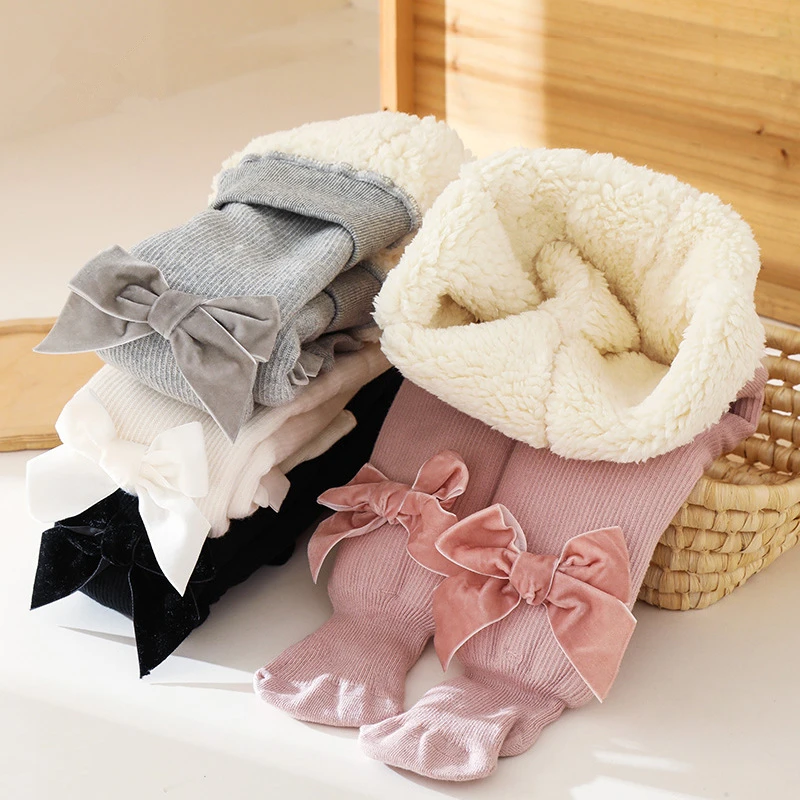 Collants chauds épais en coton à rayures pour filles, pantalons solides pour bébés filles de 1 à 6 ans, nouvelle collection hiver
