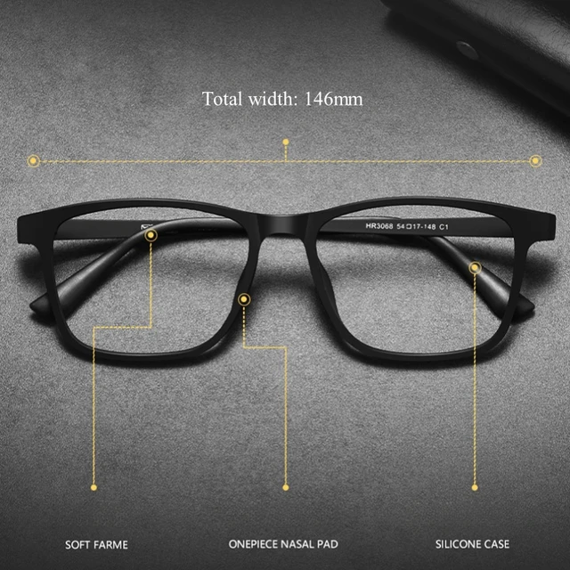 YIMARUILI Ultra léger mode hommes lunettes montures carré confortable pur titane optique Prescription grandes lunettes HR3068 – Image 5