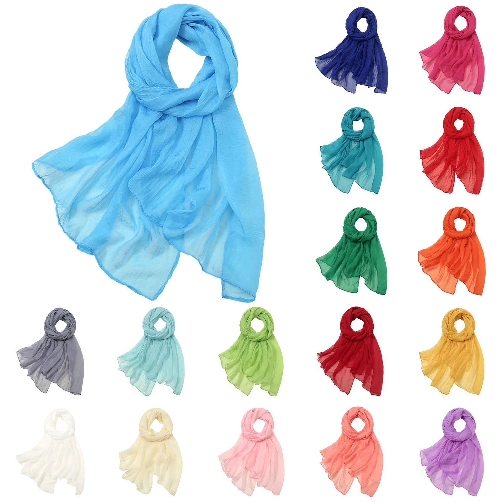 Écharpe en mousseline de soie pour dames, châle, foulards, bandana, respirant, protection solaire, doux, solide, élégant, document, mode, hijabs