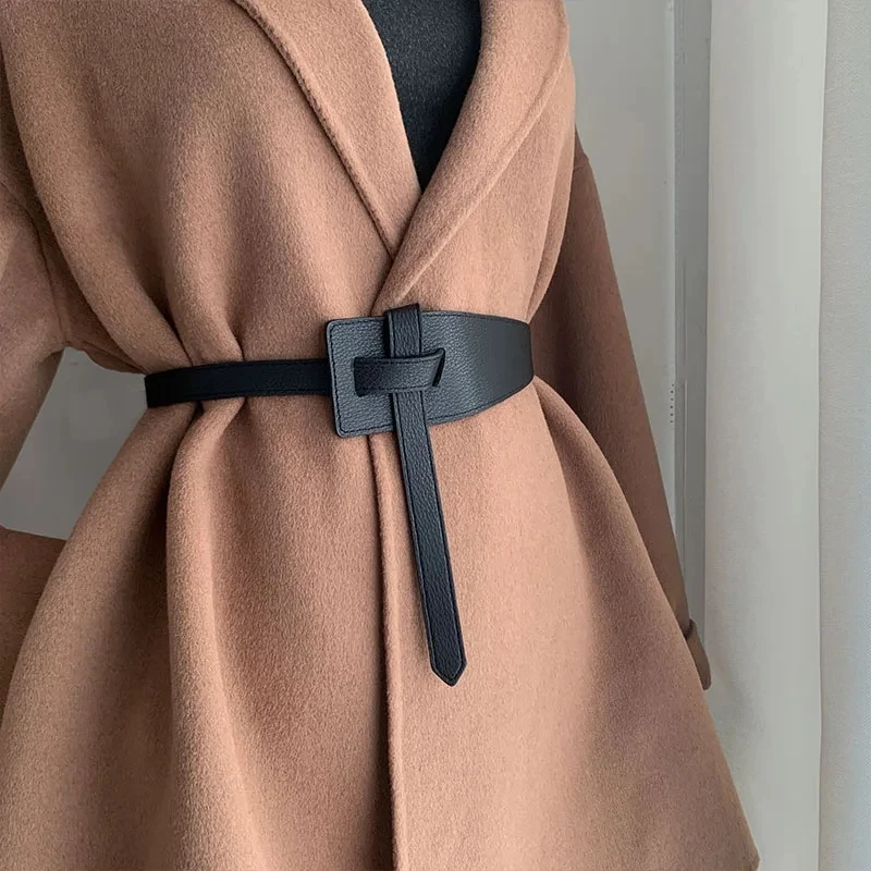 Ceintures de styliste pour femmes, nœud de haute qualité, cuir Pu souple, longue ceinture, robe, manteau, Corset, large ceinture