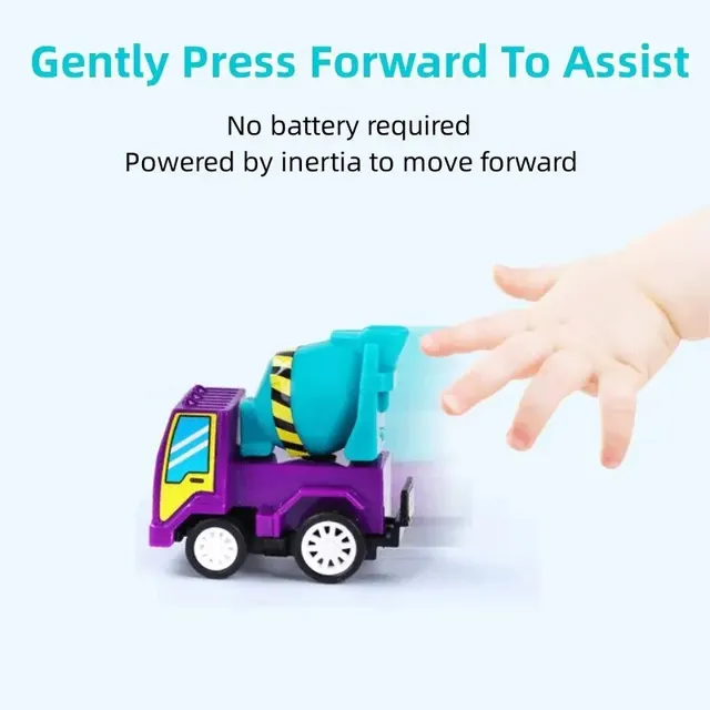 6Pcs Mini Inertielle Pull Back Engineering Car Set Enfant Enfants Dessin Animé Jouets Cadeau D'anniversaire – Image 5