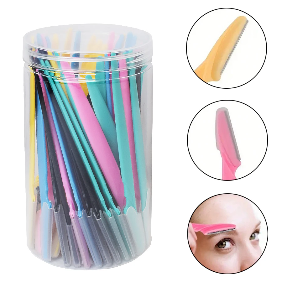 Eyeblogurazors en récipient sûr, outils de coupe du visage et des sourcils idéaux pour l'épilation, bouteille de 30 pièces