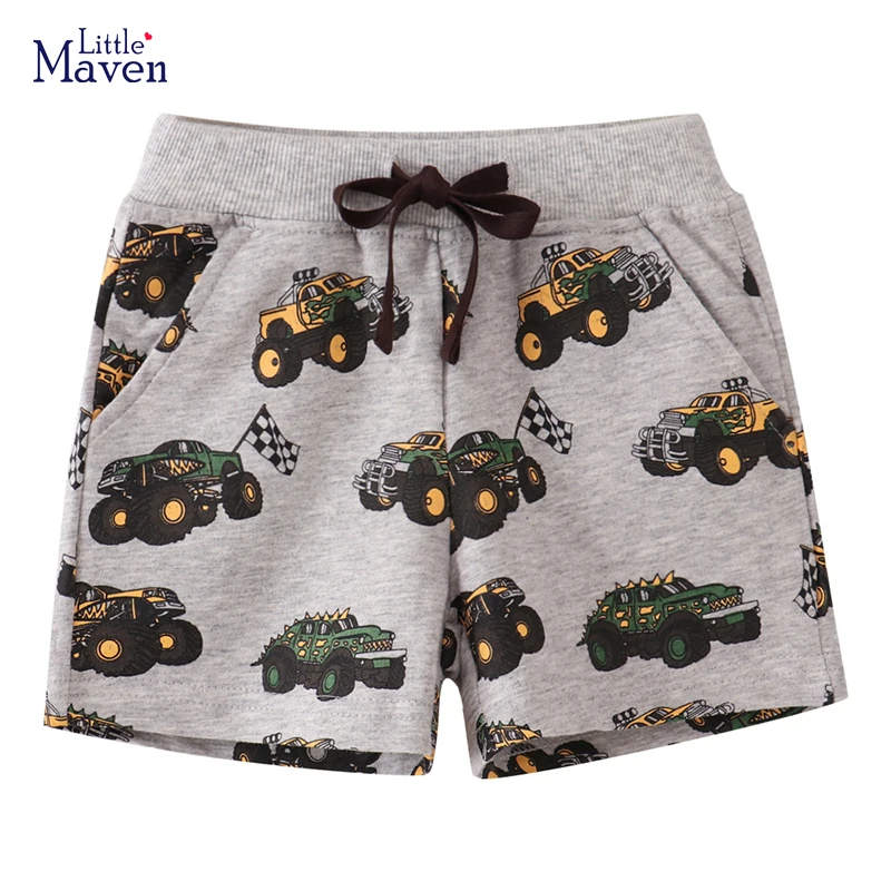 Little maven-viser courts en coton pour enfants, vêtements pour enfants, camions de dessin animé, vêtements pour bébés garçons, été, fjCartoon, nouveau, 2024