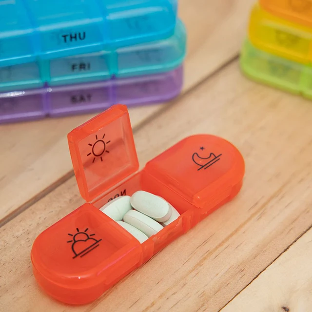 1 ensemble boîte à pilules 7 jours organisateur 21 grilles 3 fois un jour Portable voyage avec grands compartiments pour vitamines médecine huiles de poisson – Image 3