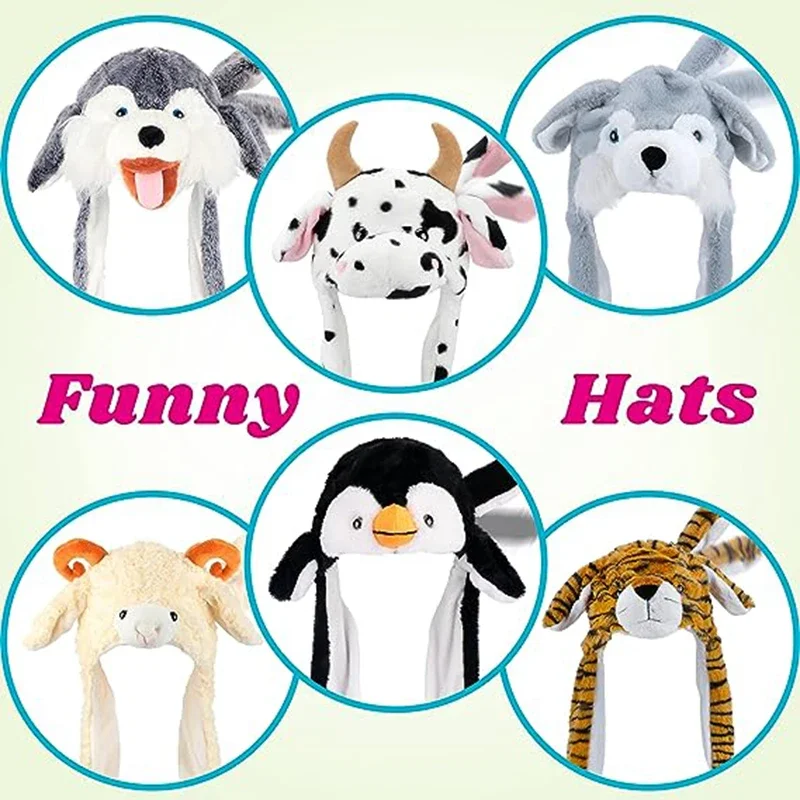 Adorable chapeau oreilles de lapin en mouvement – Cadeau de jouet en peluche Kawaii pour enfants, enfants et adultes – Casquette de dessin animé amusante pour le récréation