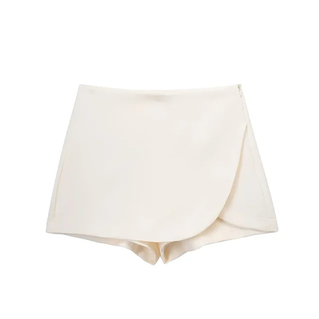 TRAF 2024 noir Mini jupe Shorts femme mode asymétrique jupe pour femmes taille haute jupes courtes femme été Shorts décontracté – Image 3