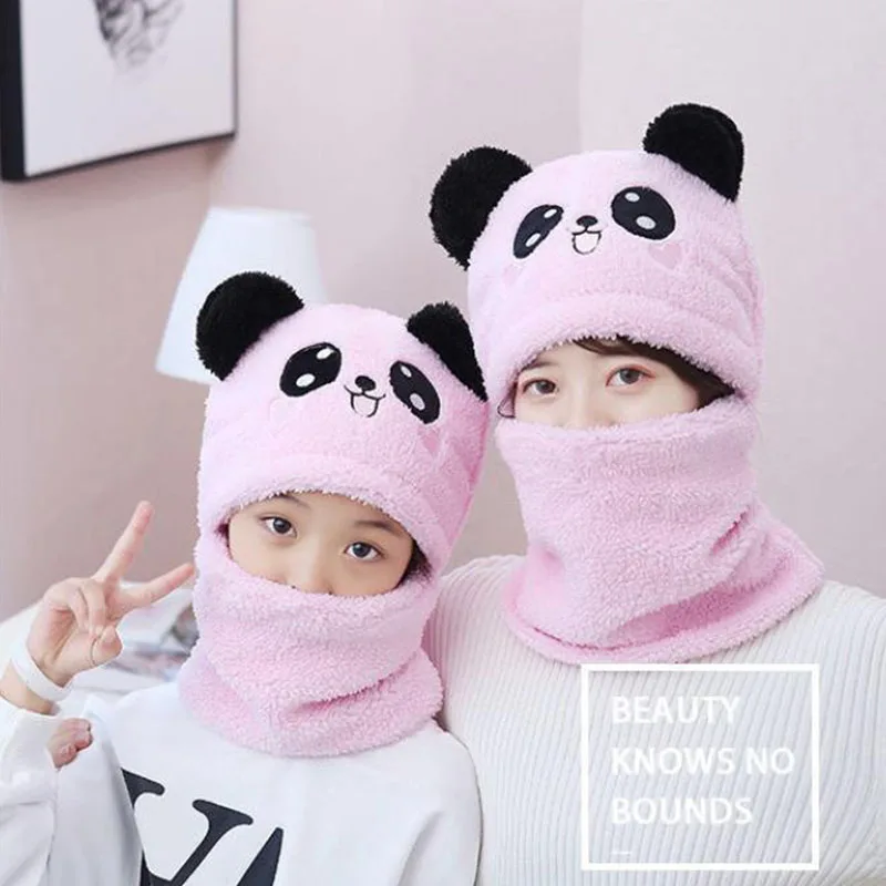 Ensemble deux pièces écharpe et chapeau de dessin animé pour enfants, laine double couche, chaud, garçons et filles, mignon, à la mode, automne et hiver