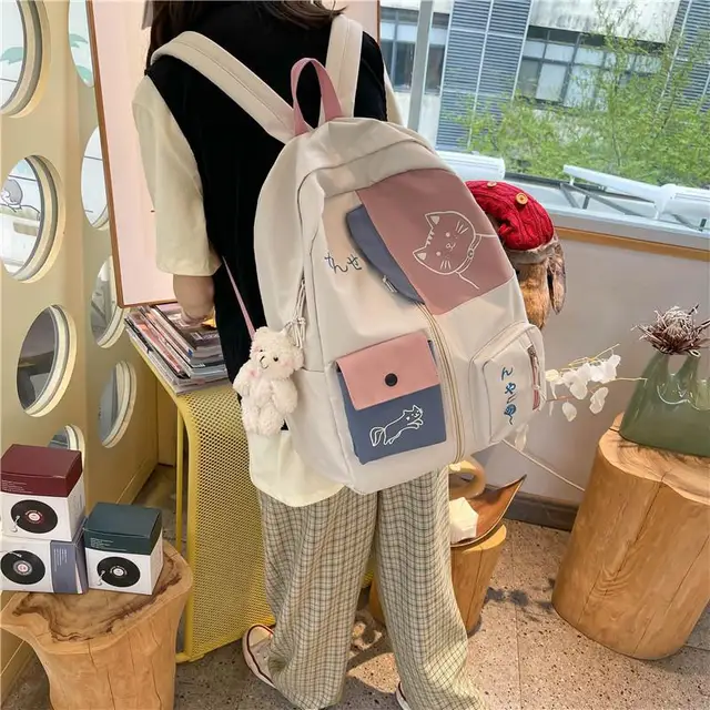 Des centaines de sacs d'école simples pour lycéens, cartable de grande capacité pour élèves du primaire, motif de chat mignon – Image 4
