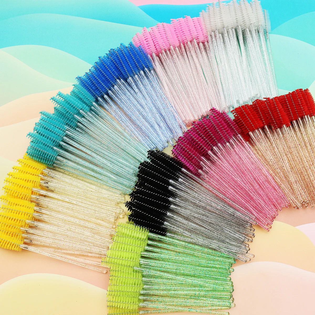 Brosse à cils en cristal, peigne, extension de cils de poulet, baguettes de mascara, maquillage professionnel, outil de beauté, 50 pièces