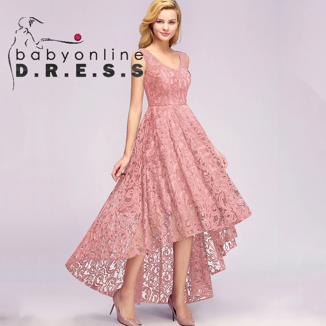 BABYONLINE-Robe de Mère de la Mariée à Manches Courtes, Corsage en Mousseline de Soie et Dentelle avec Rembourrages, Col en V, Silhouette Trapèze, Robe de Soirée de Mariage, 30D