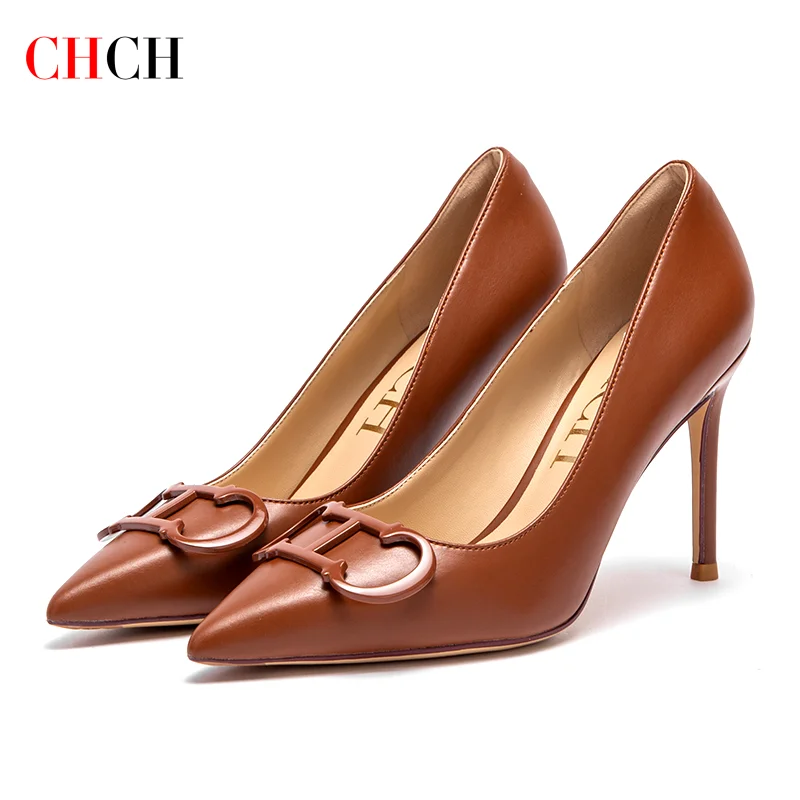 CHCH – chaussures à talons hauts pour femmes, chaussures pointues avec boucle en métal, pour fête de carnaval, 9cm, nouvelle collection