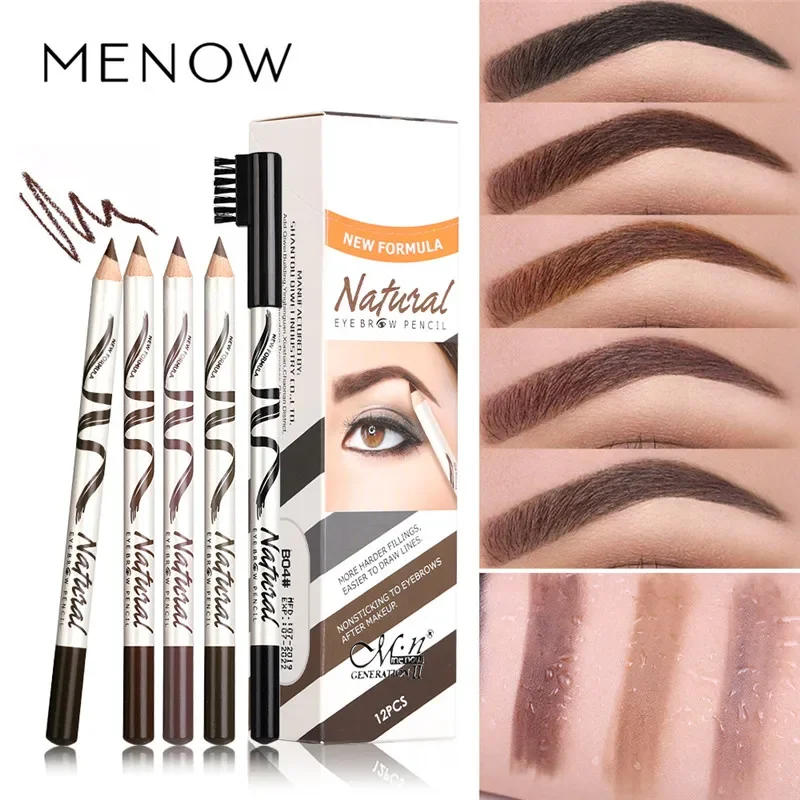 Crayon de tatouage pour sourcils, imperméable, noir, marron, café, rehausseur de sourcils longue durée avec brosse, outils cosmétiques de maquillage, 1 pièces