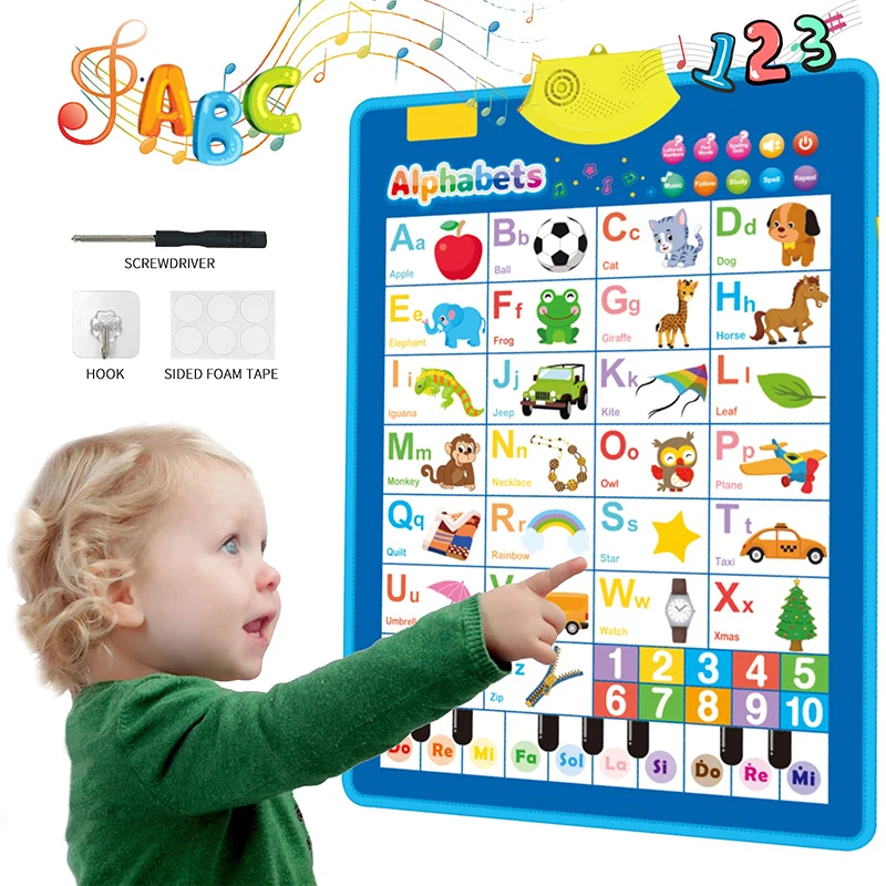 Tableau mural électronique de l'alphabet anglais, lettres ABC parlantes, affiche musicale 123s, jouet d'apprentissage éducatif pour enfants en bas âge, cadeaux