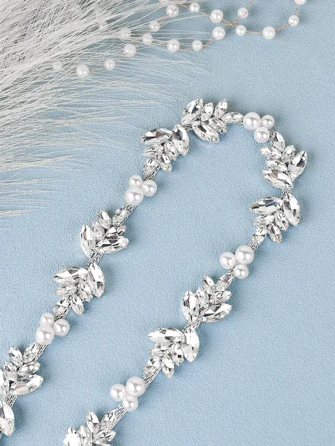 Ceinture de mariage en biscuits cristal pour femme, environnement de luxe pour patients, ruban blanc ivoire champagne, robe de soirée, bijoux de mariée – Image 4