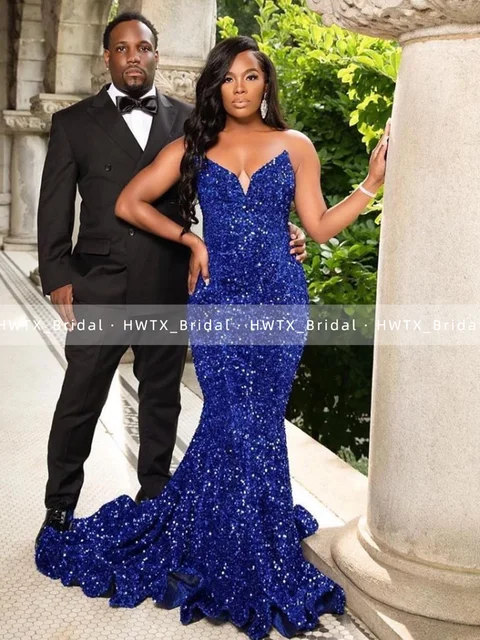 Robes de Rhà paillettes vert émeraude pour filles, robes de sirène longues, grande taille, fête de mariage, soirée gala, quelle que soit la robe de Rhnoire – Image 2