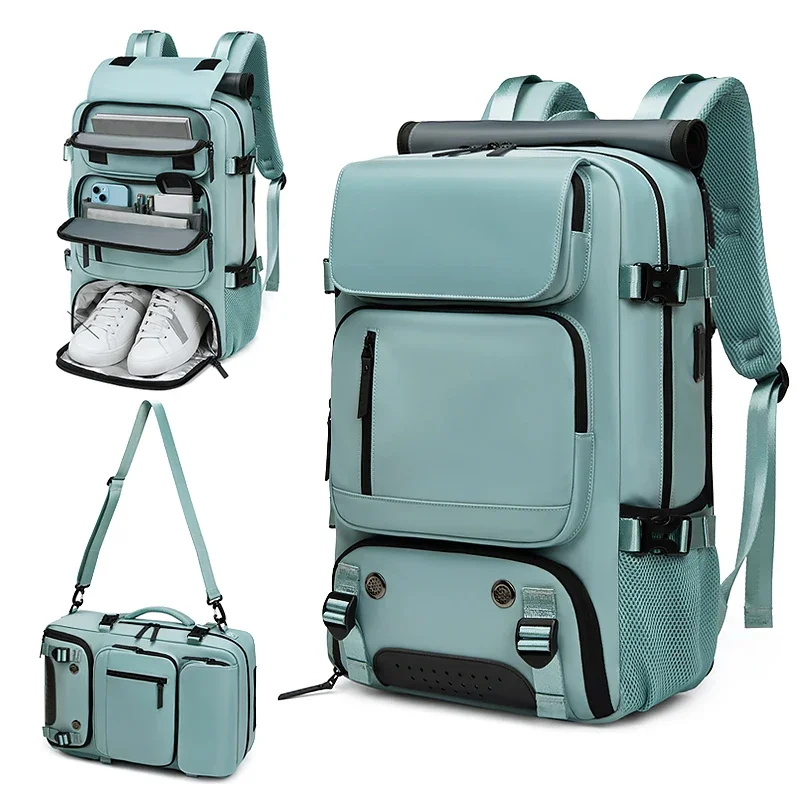 Sac à dos de voyage pour femme, sac à dos étanche pour ordinateur portable d'affaires de 16 pouces avec sac à chaussures, port de chargement USB caché, sac à dos de camping de randonnée
