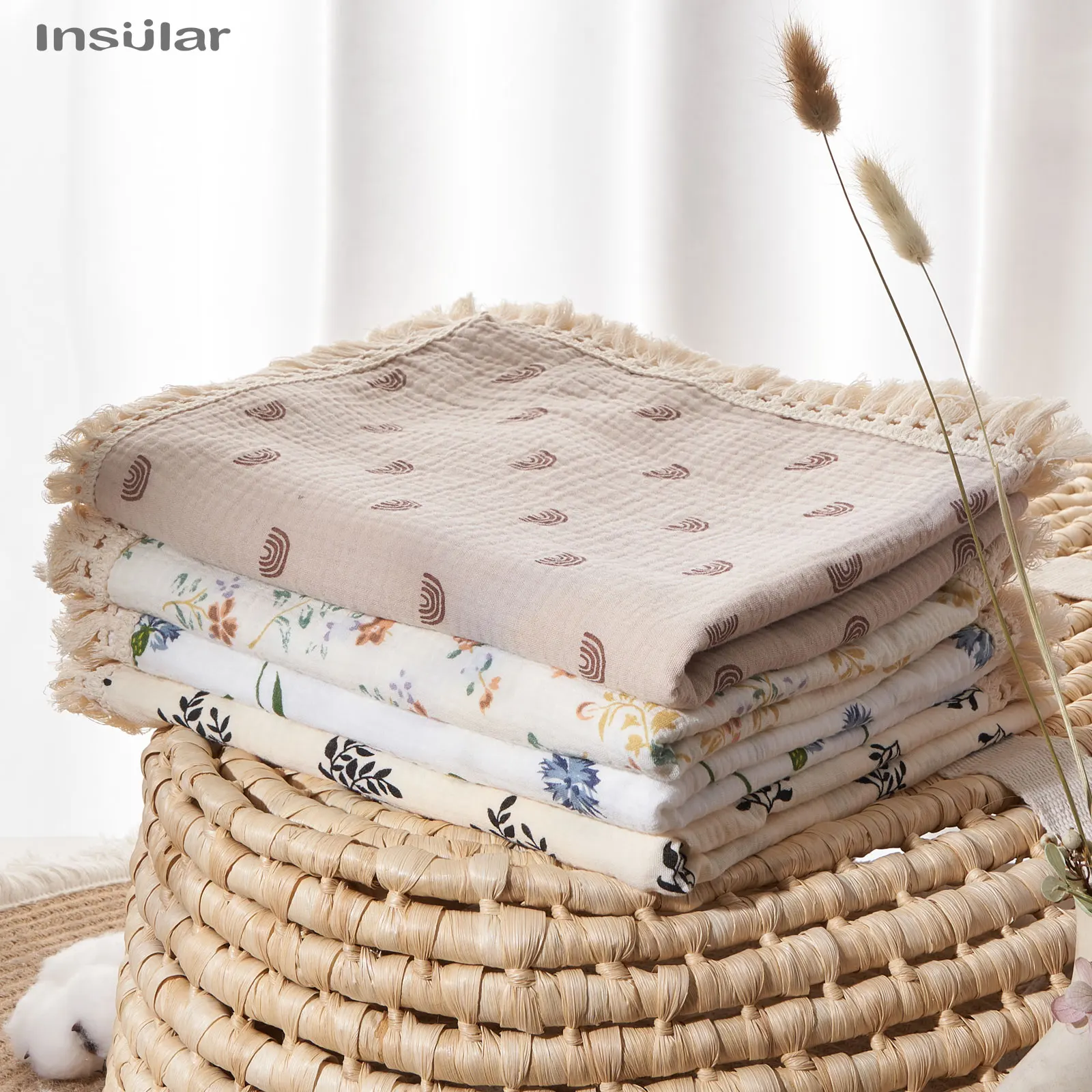 Couverture à Franges en Coton pour Nouveau-Né, Couette de Couchage Fantastique pour Bébé