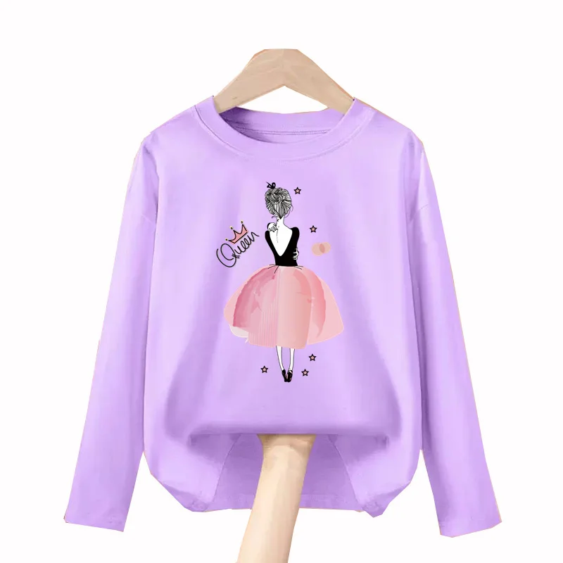 Aimi yanana-T-shirt à manches longues pour filles, mode étudiante, robes de soirée de printemps, chemise imprimée en coton pour enfants