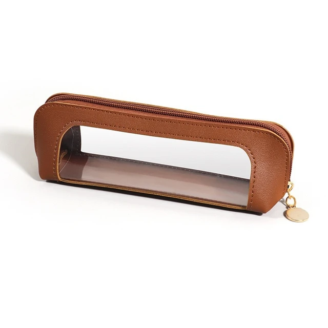 Étui à stylos à fermeture éclair en cuir PU, sac à stylos mignon pour bureau d'affaires, sac de rangement multifonction pour étudiants et écoles, sacs à cosmétiques de voyage – Image 6