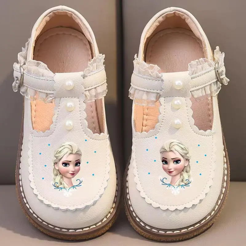 Disney enfants filles chaussures décontractées en cuir printemps congelé princesse filles semelle souple chaussures antidérapantes bébé chaussures Lolita filles