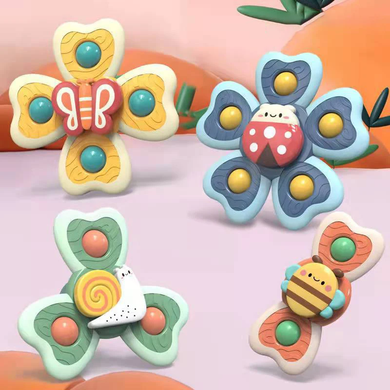 Jouets de toupie à ventouse, jouets de Spinner à ventouse d'insectes pour enfants, plateau de chaise haute de fenêtre, Table de bain, jouet de voyage en avion