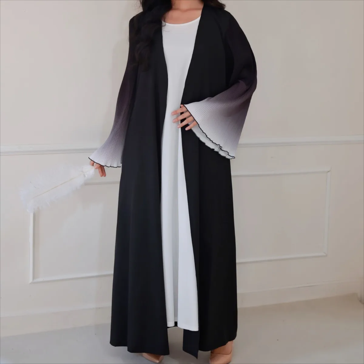 Moyen-orient élégant Abaya musulman manches évasées décontracté arabe ouvert devant Abayas turquie caftans femmes Jilbabs islamique Maxi robes