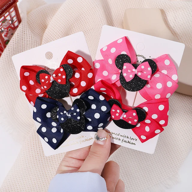 Pinces à cheveux avec nœud à pois pour filles, 2 pièces/ensemble, épingles à cheveux de dessin animé pour tout-petits, accessoires pour cheveux Boutique pour bébé – Image 2