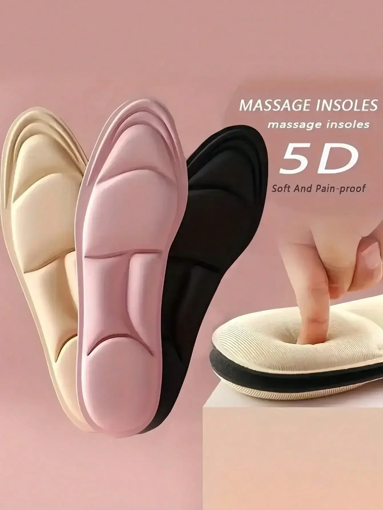 Semelles intérieures rembourrées 5D pour hommes et femmes, 3 paires, souples, absorbant les chocs, évacuant l'humidité, Inserts confortables pour talons hauts, baskets